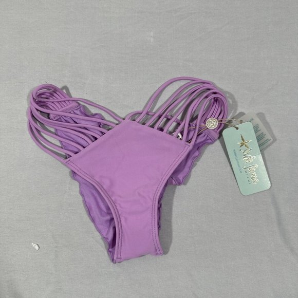 NWT $84 Luli Fama [‎ Small ] COSITA BUENA Strappy Brazilian Bikini Bottom purple - Picture 2 of 11